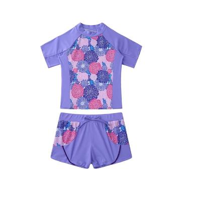 China Girls Plus Size FREE SAMPLE Kids Flower Print Set T-Shirt With Rash Guard Short Bathing Boy Swimsuit Bathing Suit for sale