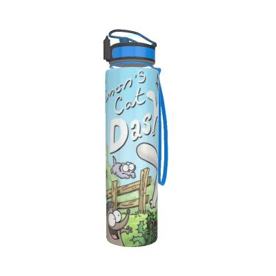 China Morden Water Bottle 32oz Straw Sieve Tritan Bpa Free Luxury Simons Cat Bottles Motivational Water Bottle Outdoor Gym Fitness Water Bottle for sale