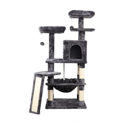 China Luxury Safe Wooden Room Stocked Cat Tree Tower Furniture Game Toy Cats Climbing Frame Play Large Stable High Quality for sale