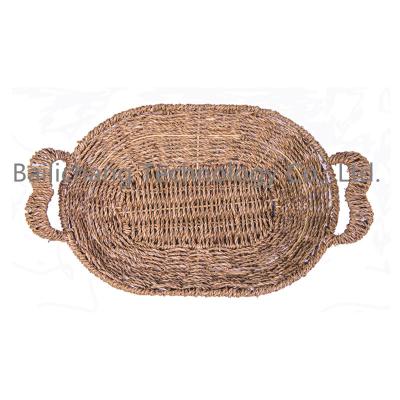 China Public places/homeuse New model customized  fruit rattan insulated coil seagrass rope  storage round basket for sale