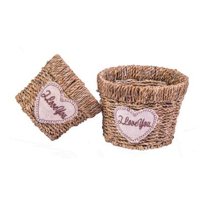 China Public places/homeuse Custom  wholesale 2022 new natural seagrass woven storage cup storage basket for sale