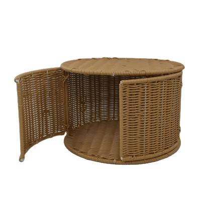 China Sustainable Factory focus on pet house custom rattan  house pet meowbed round Indoor pet house for sale