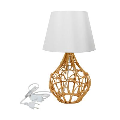 China Modern New model customized modern handmade design bamboo cane webbing rattan mushroom table lamp for indoor for sale