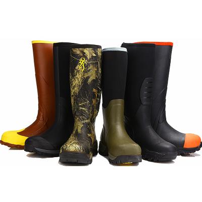 China Steel Toe Mens Heavy Duty Rubber And Neoprene Extra Tall Country Pursuits Snake Proof Hunting Wellington Boots for sale