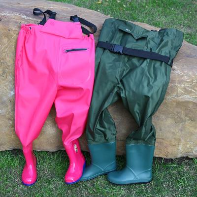 China PVC nylon fishing waders waterproof kids pesca hunting chest for kids for sale