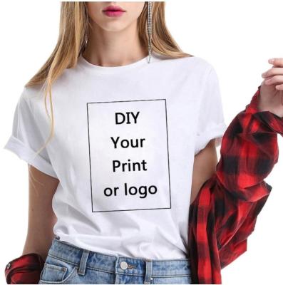 China Others Customized Printed Casual T-shirt Harajuku Women DIY Your Photo Or Logo Similar Custom Female T-shirt Fashion Apparel T-shirt White for sale