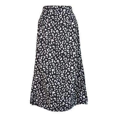 China 2022 Anti-Static New Sexy Leopard Print Chiffon Slit Skirt Casual Fashion Long Skirts For Women Spring Elegant Summer Zipper Female Skirt for sale