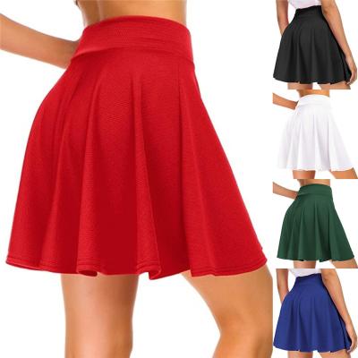 China Mini Skater Skirt Red Black Soft Stretch Flared Casual Green-Blue Short Skirt Anti-Static Women's Basic Skirt for sale