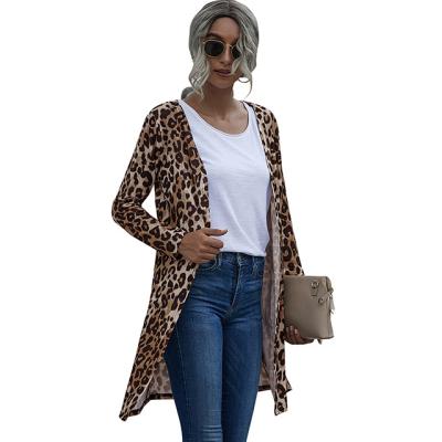 China Breathable Hot Sale 2021 Modern Leopard Print Long Trench Coat For Women for sale