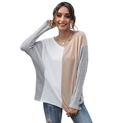 China Hot Selling Anti-Wrinkle Splicing Button Down Shirts Women Crewneck Sweatshirt for sale