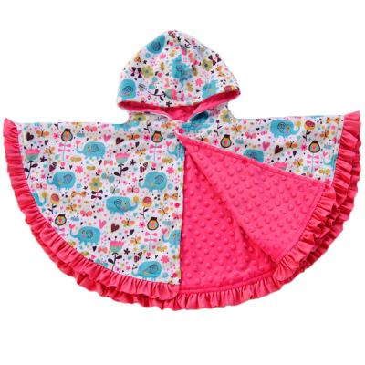 China Anti-pilling 100% Polyester 2 Layers Minky Material Soft Infant Poncho With Hood for sale