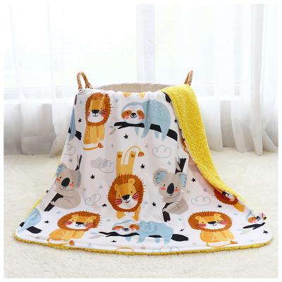 China PORTABLE Custom Cute Animal Designs Double Layer Super Soft Light Weight Smooth Sherpa Blanket For Winter for sale