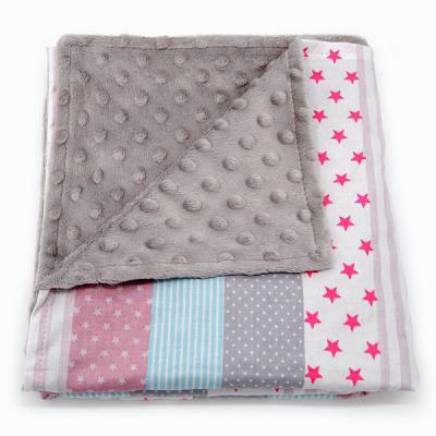 China Anti-pilling 2 Layers Crib Bedding Toddler Patchwork Cotton Minky Dot Blanket For Baby for sale