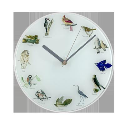 China Antique Style 10In Hot Sale Clock Music Glass Birds Chirp Wall Clock Die Wanduhr for sale