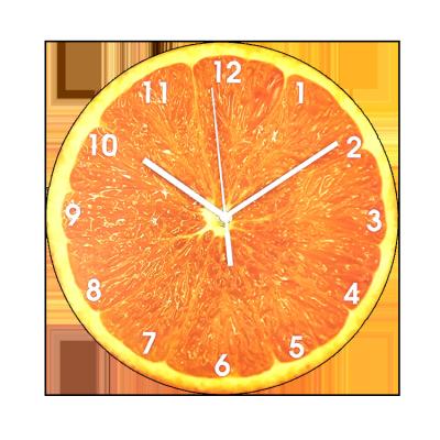 China Antique Style 12In Orange Patterned MDF Wooden Wall Clock Reloj De Peeled for sale