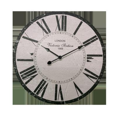 China Antique Rustic Style 24In MDF Wooden Plastic Clock Reloj De Peeled for sale