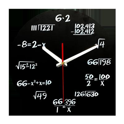 China Antique Style 12In MDF Creative Math Formula Wooden Wall Clock Round Reloj De Pared for sale