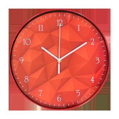 China Antique Style HOUSE Modern Roman Numeral 12In Geometric Red Plastic Wall Clock For Living Room for sale