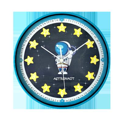 China Plastic Wall Clock 12In Style Antique Astronaut Space Star Kids Clock for sale