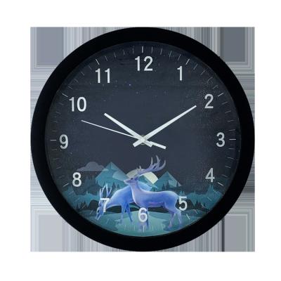 China 12In Antique Style Luminous Light Night Sky Plastic Voice Activated Wall Clock Reloj De Peeled for sale