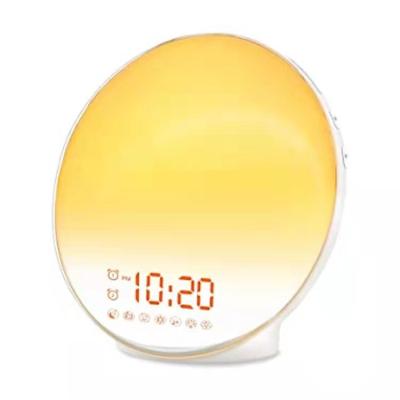 China Calendars Led Sunrise And Sunset Fm Radio Music Atmosphere Voice App Smart Alarm Clock Wake Up Night Light Small Matrix Wanduhr for sale