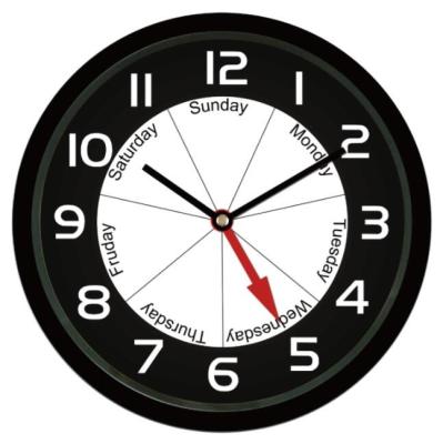 China Contemporary Modern 11 Inch Round Plastic Wall Clock With Week Die Wanduhr for sale