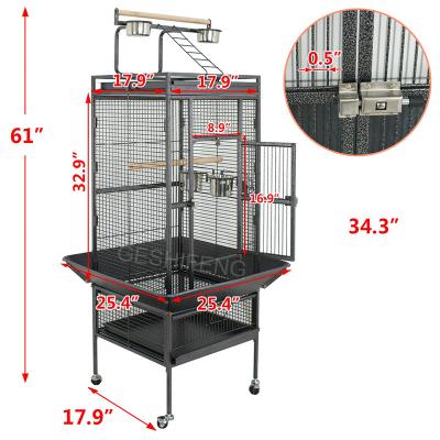 China Best Quality Large Size Metal Breathable Bird Cages Large Bird Breeding House Foldable Bird Cage With Perchs for sale