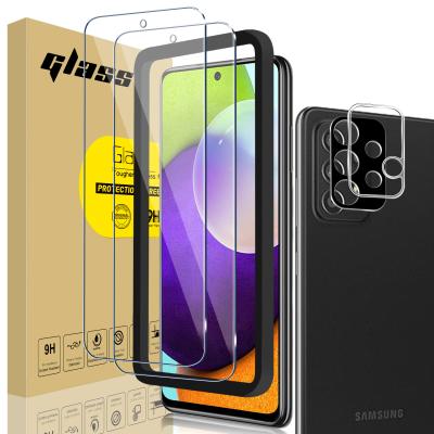 China Mobile Phone Designed For Galaxy A52 Tempered Glass Screen Protector, 2 Pack 9H Tempered Glass + 2 Pack Camera Lens Protector For Galaxy A72 for sale