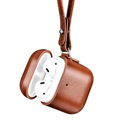 China For AirPods pro Earbuds Genuine Leather Bumper For AirPods pro With Key Chain For AirPods Pro Case BT Earphone For Air Pods 1/2 for sale