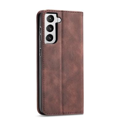 China Shockproof For S22 Case Retro Slim Leather Phone Cover Vintage PU Leather Cell Phone Case For Galaxy S21FE S21 S20 S8 S9 S10 NOTE10 for sale