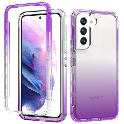 China Transparent gradient phone case dropproof shockproof tpu screen protector 2 in 1 cover device for samsung s22 s21 s20 plus ultra for sale