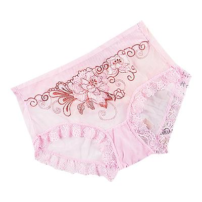 China Wholesale Lady Antibacterial Lace Up Transparent Lace Girl Fashion Panties Cotton Briefs High Quality Embroidered Lace Panties for sale