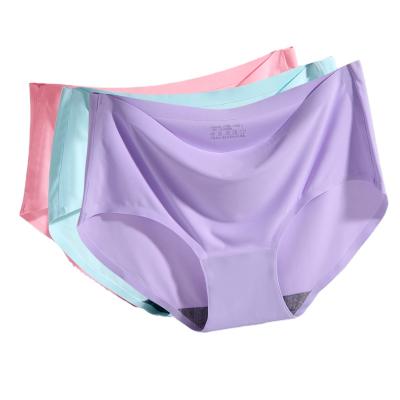 China Seamless Wholesale Quick Dry Traceless Briefs Wavy Maternity One Piece Plus Size Seamless Brie Ladies Ice Silk Panties Ice Silk Underwear for sale