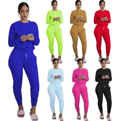 China 2021 Soft Breathable Shapewear Colorful Customized Sporty Long Pants Set Women Casual Two Piece Gym Set Sweatsuit Women Fall Clothing for sale