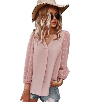 China Yayirun Women's Long Sleeve Breathable Elegant Casual Chiffon Loose Casual Shirt Blouse for sale