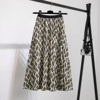 China Hot Sale Women Designer High Waisted Breathable Skirt Long Pleated Skirt Casual Pleated Skirts For Ladies for sale