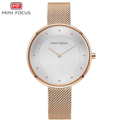 China New Mini Focus Fashion Women's Watches Day/Date Simple Elegant Mesh Strap Women's Quartz Watches for sale