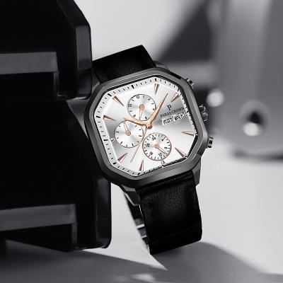 China Newest Business Day/Date Mens Brand Leather Mechanical Chronograph Waterproof Wristwatches Men Watches for sale