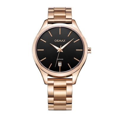 China Automatic Date Stainless Steel Brand Clock For Women Black Dial Wrist Watch Gold Customized Quartz Watches for sale