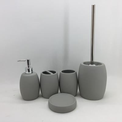 China Sustainable Hot Selling Ceramic Bathroom Shower Set 5 Pcs Ceramic Soap Dish Toothbrush Holder for sale