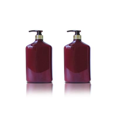 China Hot Sale Household Empty Liquid Container 500ml Cosmetic PET Shoulder Brown Plastic Round Lotion Bottle for sale