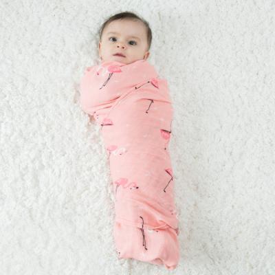 China Anti-pilling Blankets Manufacturer Supplier Flamingo Baby Wraps Custom Design Cartoon Pattern 100% Bamboo Muslin Wraps Blankets for sale