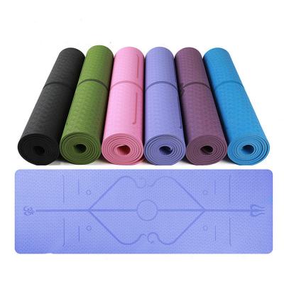 China Non-Toxic/Non-Slip/Durable/Washable Text Line Tape Line Multiple Mats Premium Print Body Bit Use Exercise Fitness Yoga Mats for sale