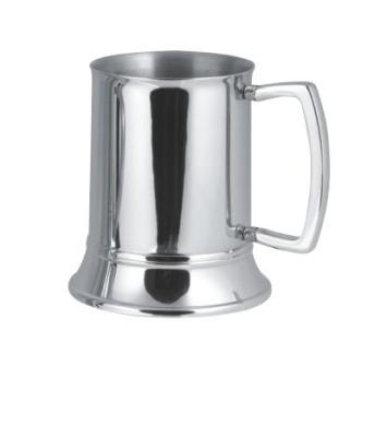 China 450ML Double Wall Sustainable Metal Tankard With Deluxe Zinc Alloy Handle for sale