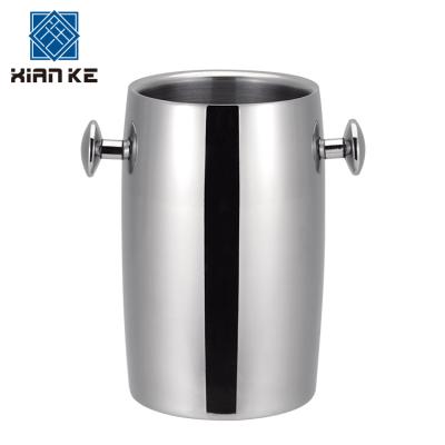 China Factory Price Sustainable Polish Finished 2L Round Double Wall Ice Bucket Stainless Steel Wine Rack for sale