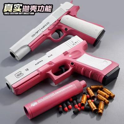 China Small Electronic Pistol Manual Toy M1911 Air Guns Soft Child's Play Toy Loading Shooting Gun With Soft Bullets for sale