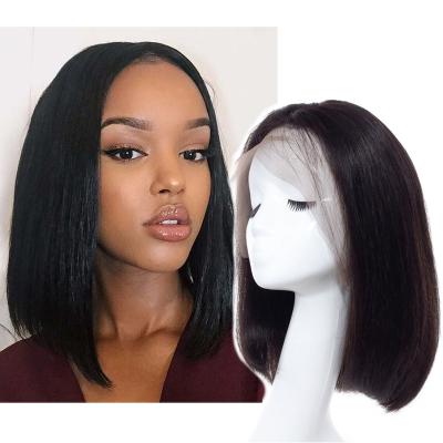 China High Quality Full Silky Straight Wave Lace Front Short Bob Wigs Brazilian 100% Human Hair Bob Wig for sale