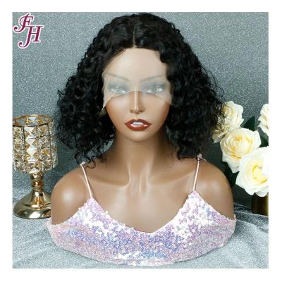 China Deep Wave FH Wigs Hair Lace Up Short Short Bob Lace Frontal Wig Curly Front Part Wigs Hair Custom 13x1T for sale