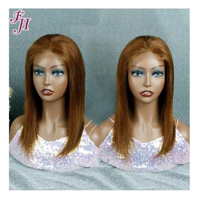 China Peruvian Silky Straight Wave FH Bob Wigs Lace Front 4x4 13x4 13x6 Cuticle Aligned Colored Straight Bob Hair Lace Frontal Wig for sale