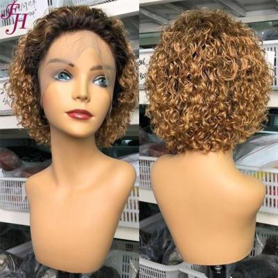 China Wholesale Transparent Frontal Short Pixie Hair Pixie Hair Pixie Wig FH Pixie Highlight Lace Wig Natural Hair Wigs for sale